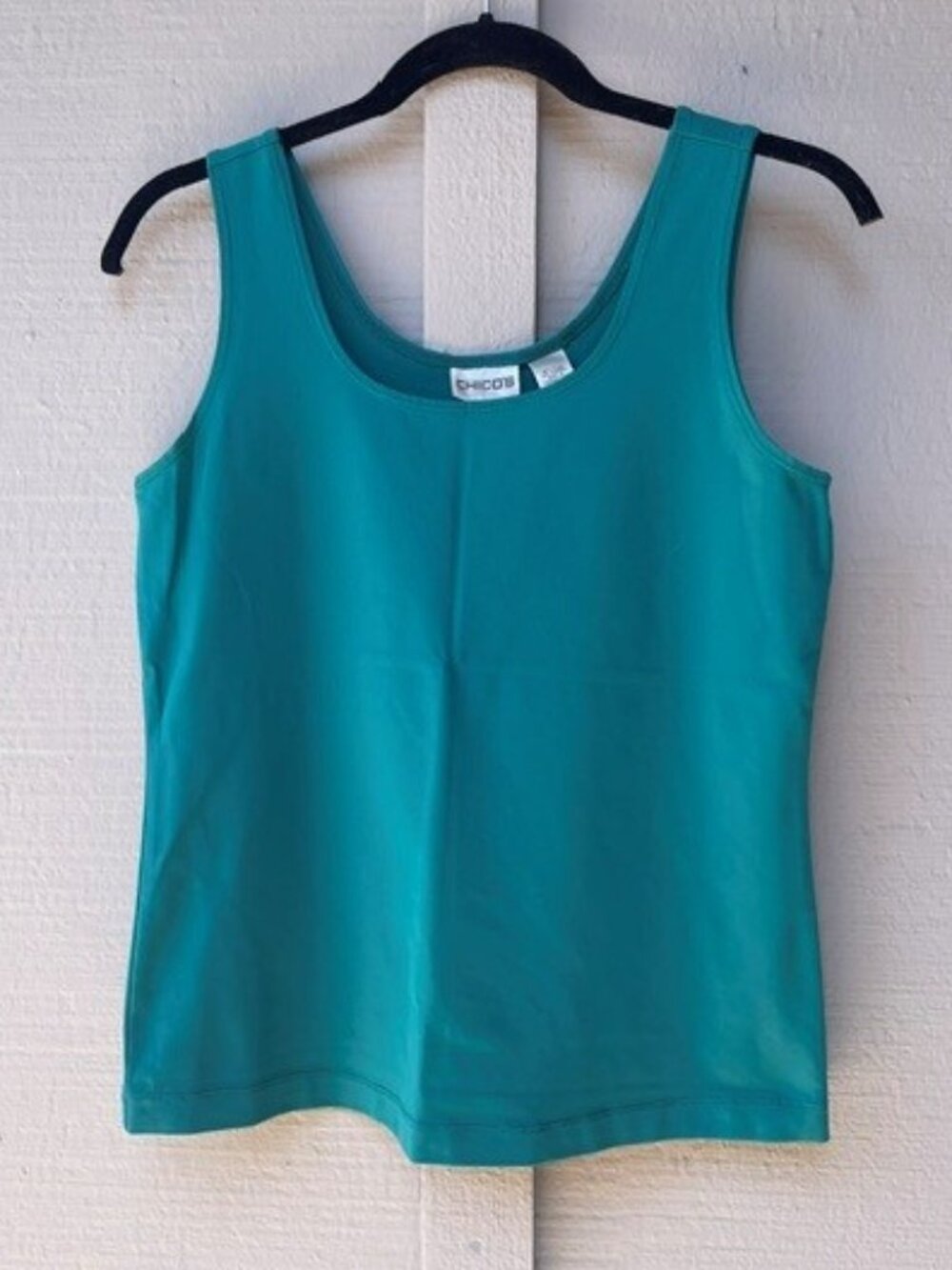 CHICO'S Scoop Neck Stretch Sleeveless Tank Top - Green